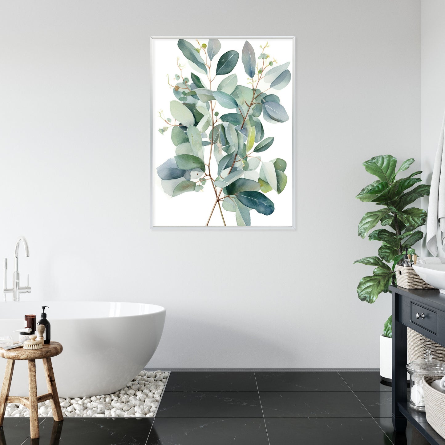 Poster Eukalyptuszweigstrauß Mit Aquarell Bemalt