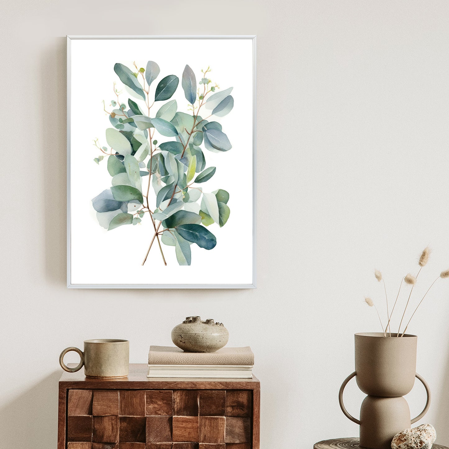 Poster Eukalyptuszweigstrauß Mit Aquarell Bemalt