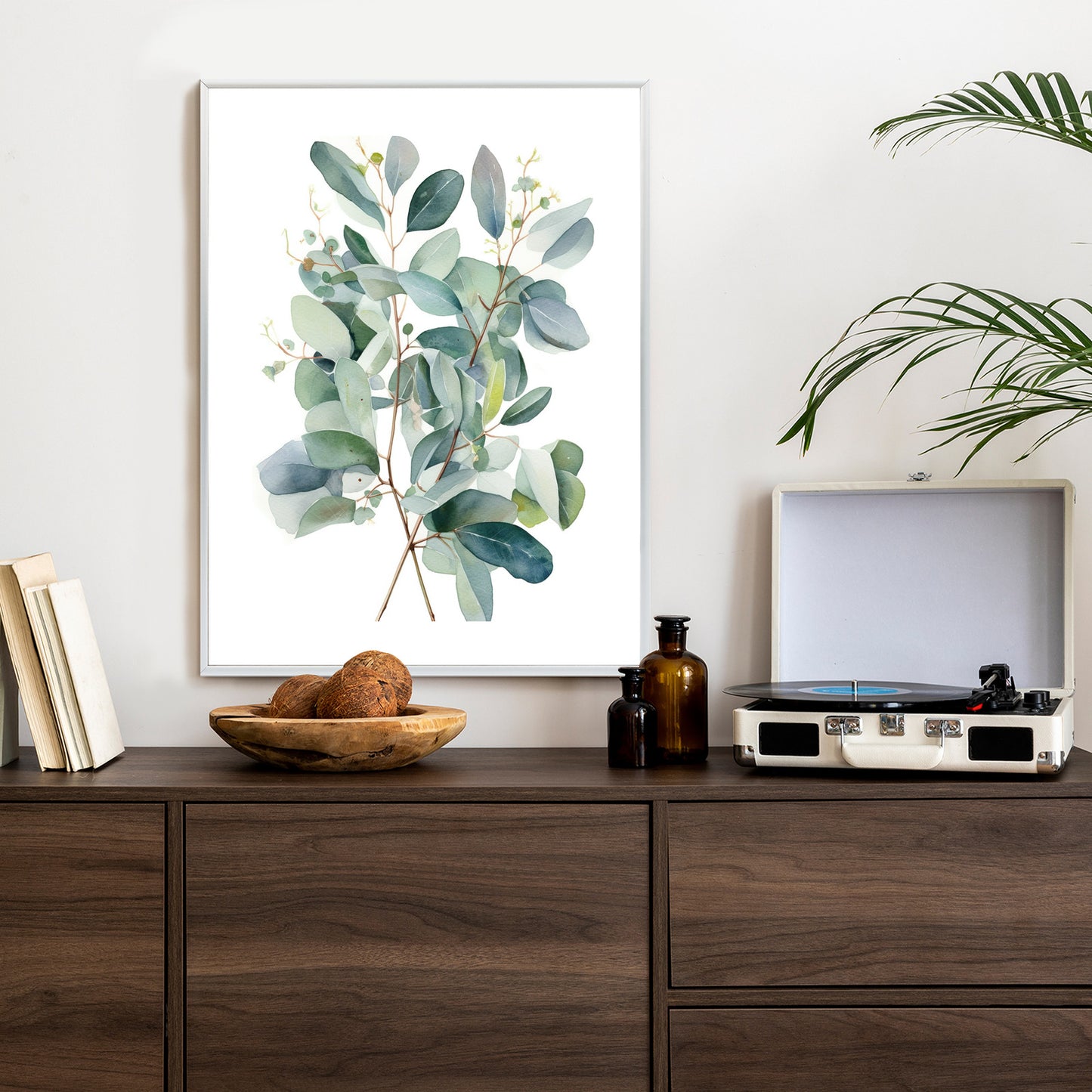 Poster Eukalyptuszweigstrauß Mit Aquarell Bemalt