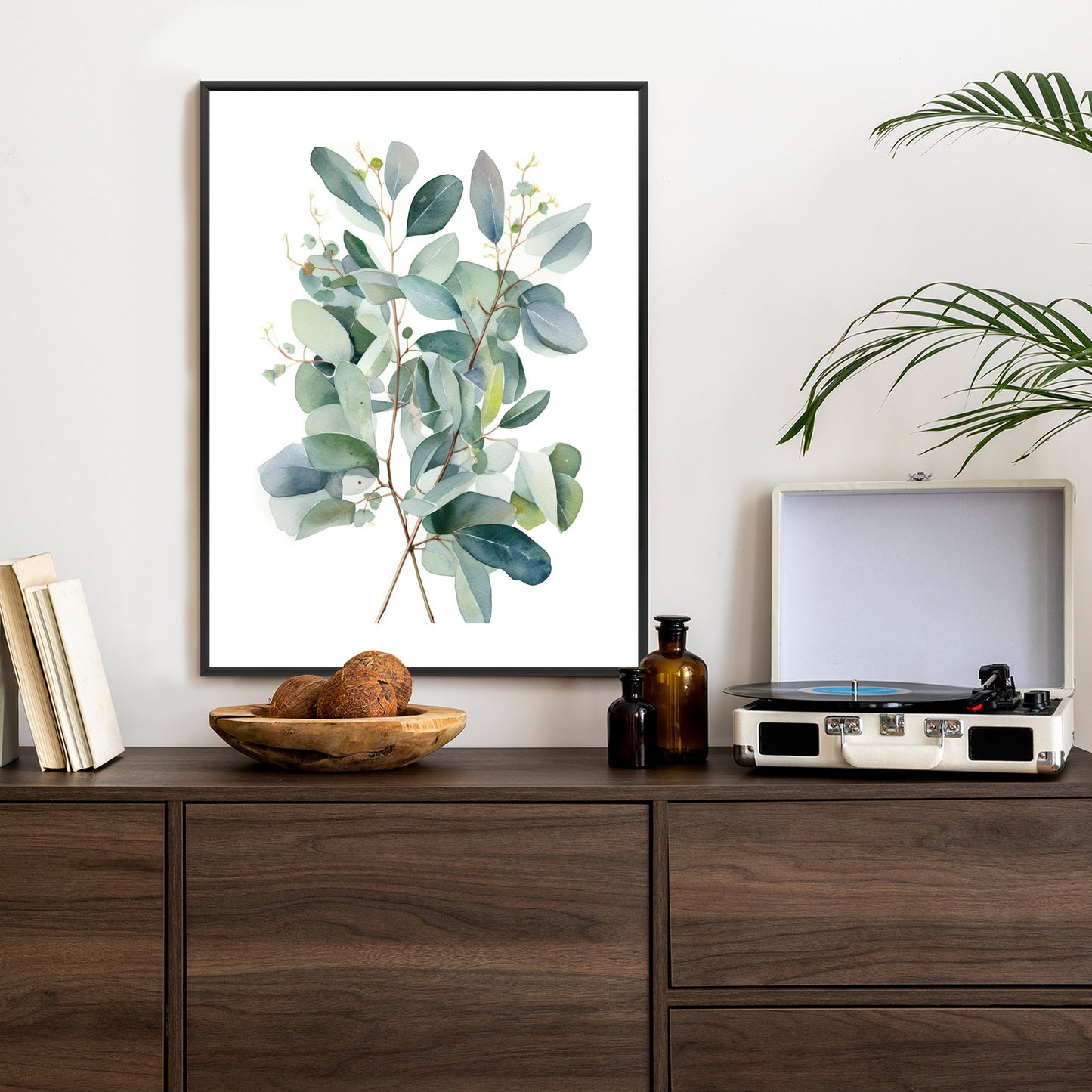 Poster Eukalyptuszweigstrauß Mit Aquarell Bemalt