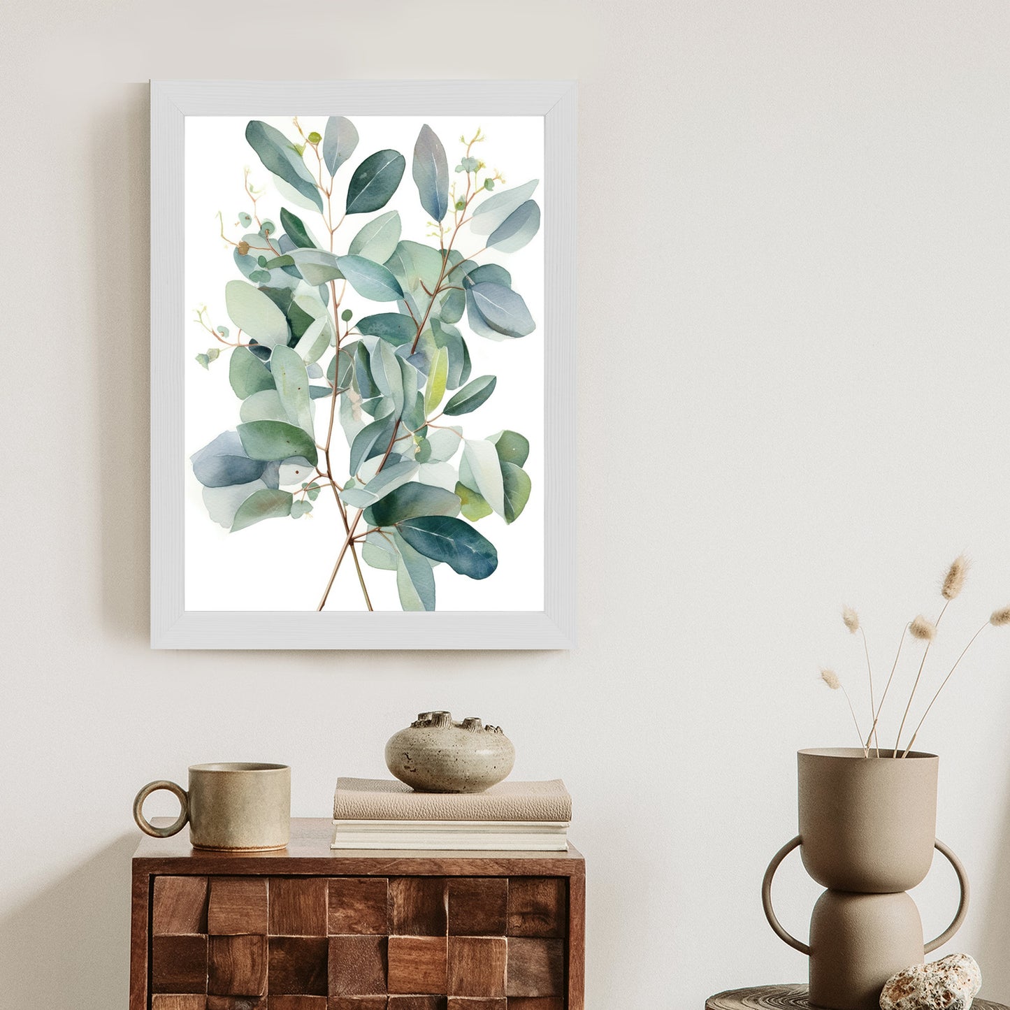 Poster Eukalyptuszweigstrauß Mit Aquarell Bemalt