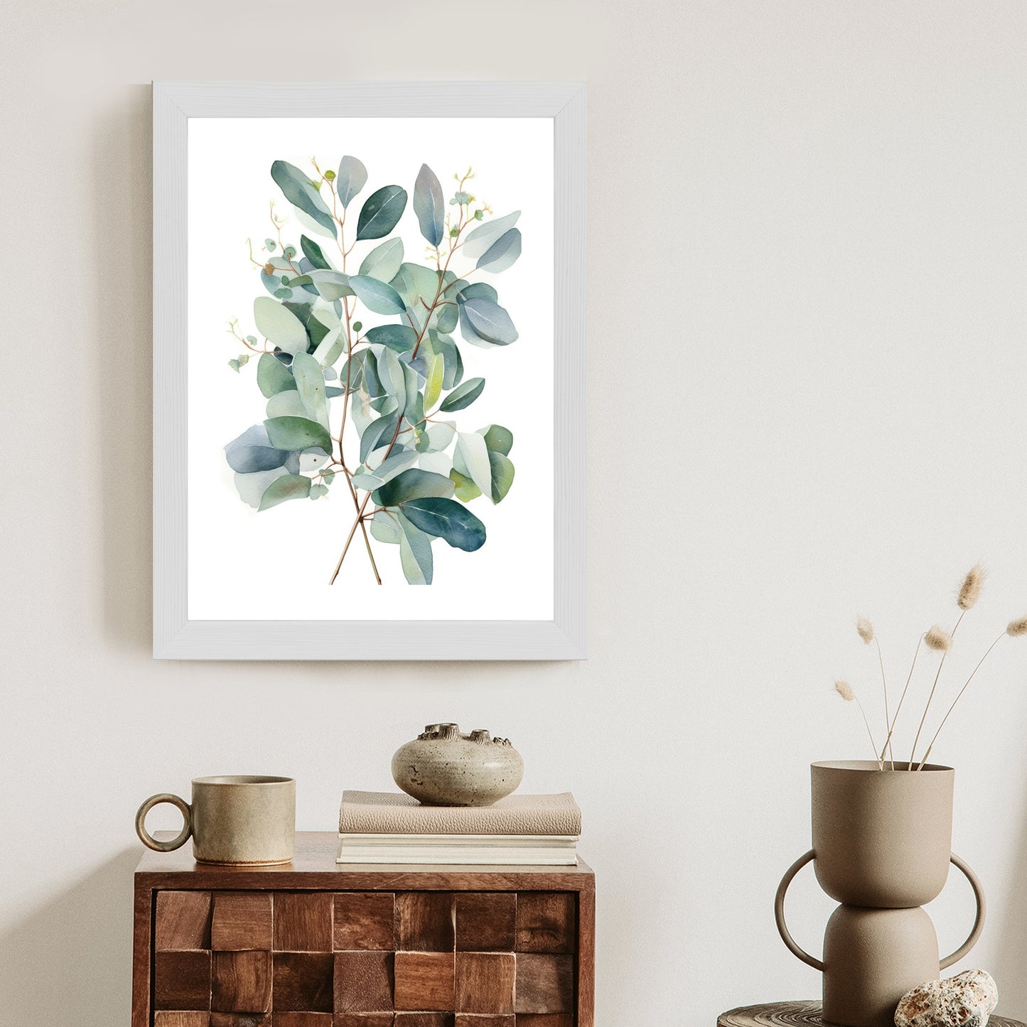 Poster Eukalyptuszweigstrauß Mit Aquarell Bemalt