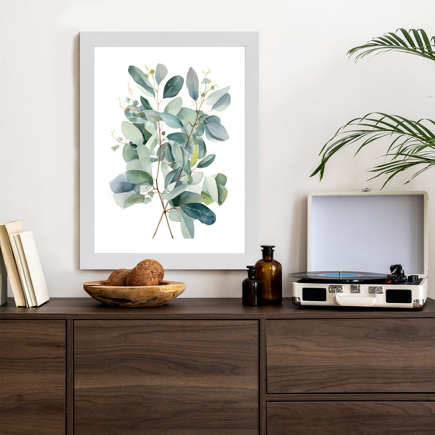 Poster Eukalyptuszweigstrauß Mit Aquarell Bemalt