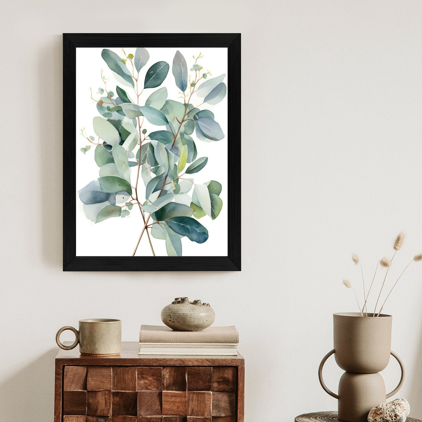 Poster Eukalyptuszweigstrauß Mit Aquarell Bemalt