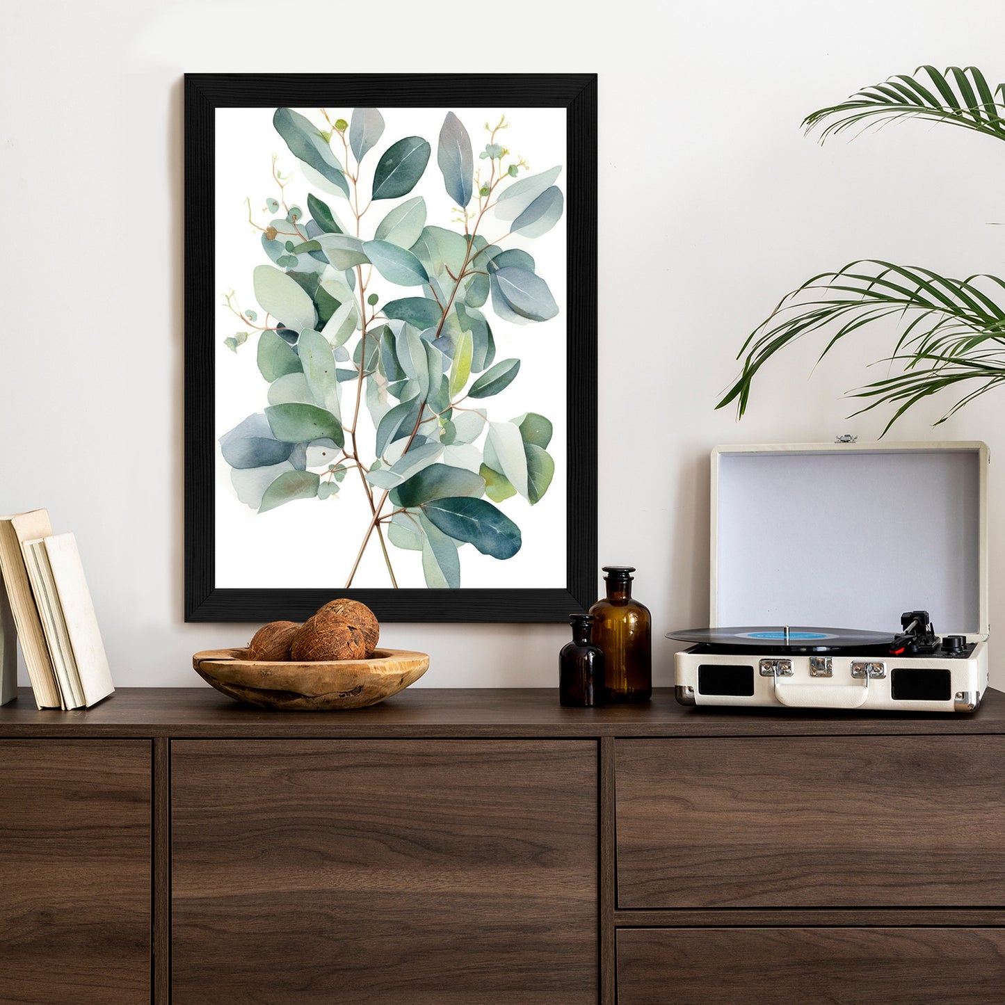 Poster Eukalyptuszweigstrauß Mit Aquarell Bemalt
