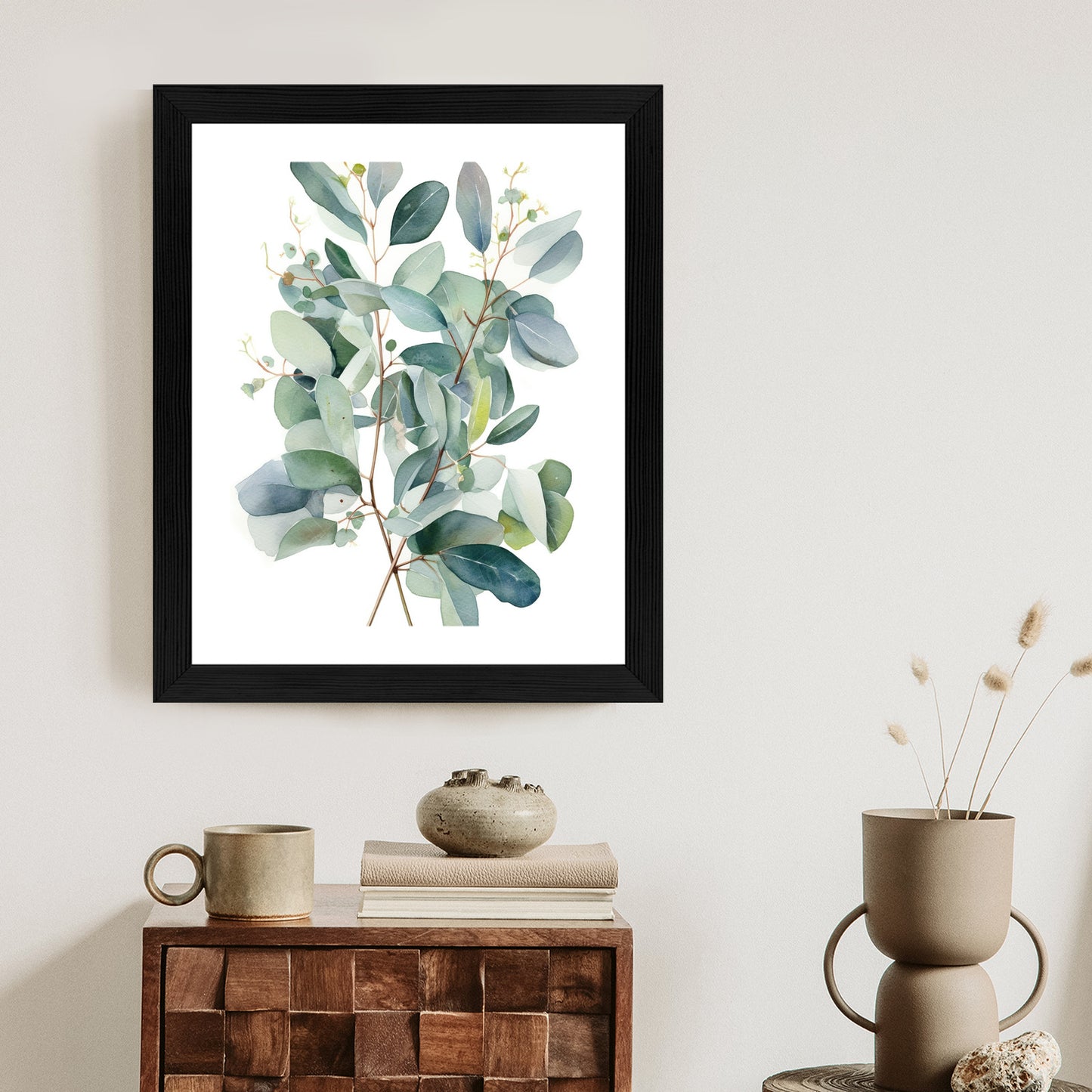 Poster Eukalyptuszweigstrauß Mit Aquarell Bemalt