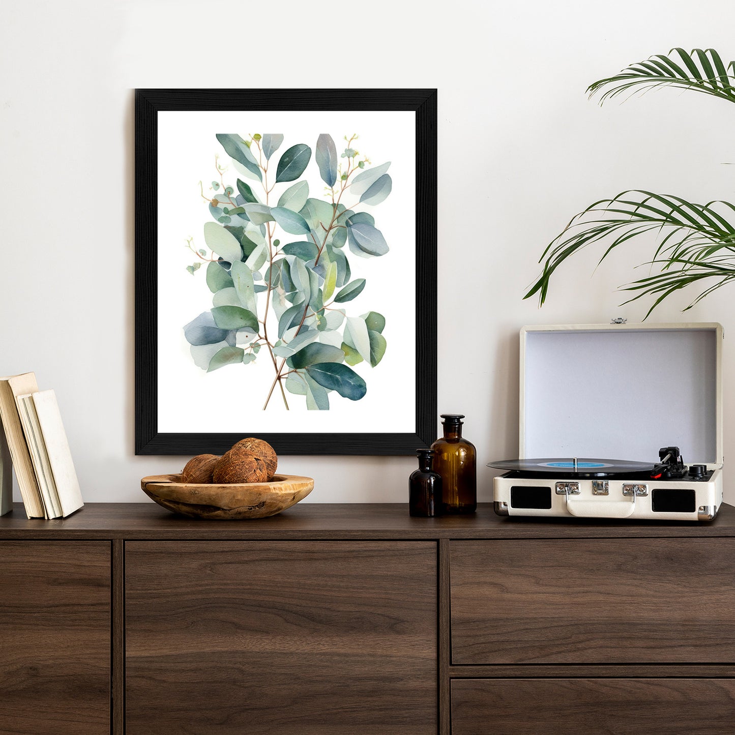 Poster Eukalyptuszweigstrauß Mit Aquarell Bemalt