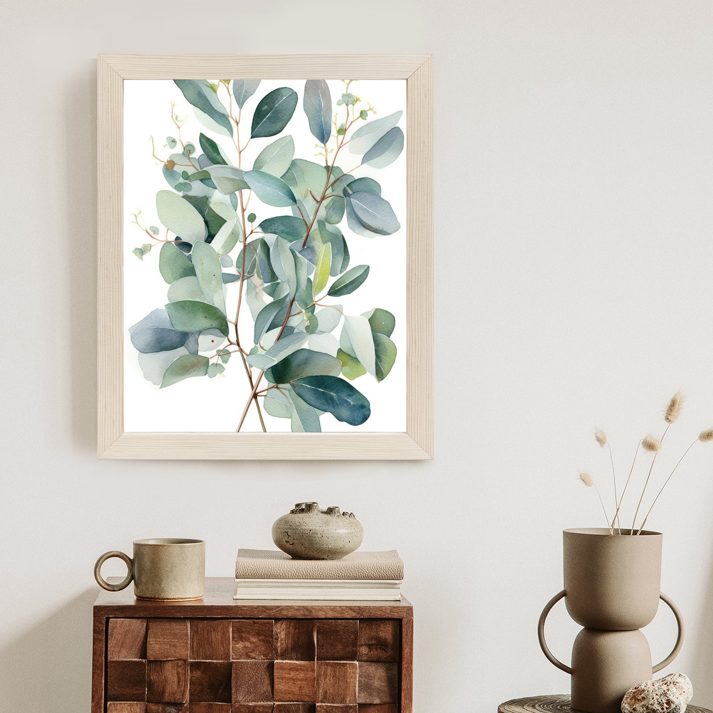 Poster Eukalyptuszweigstrauß Mit Aquarell Bemalt