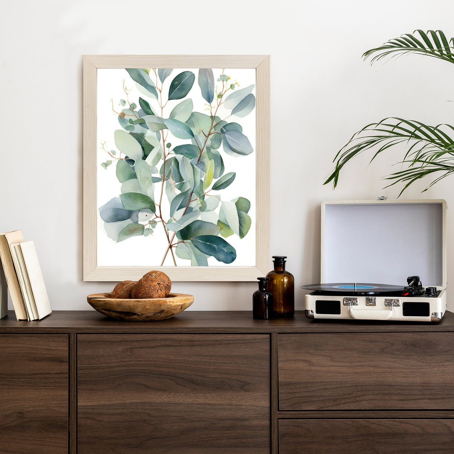 Poster Eukalyptuszweigstrauß Mit Aquarell Bemalt