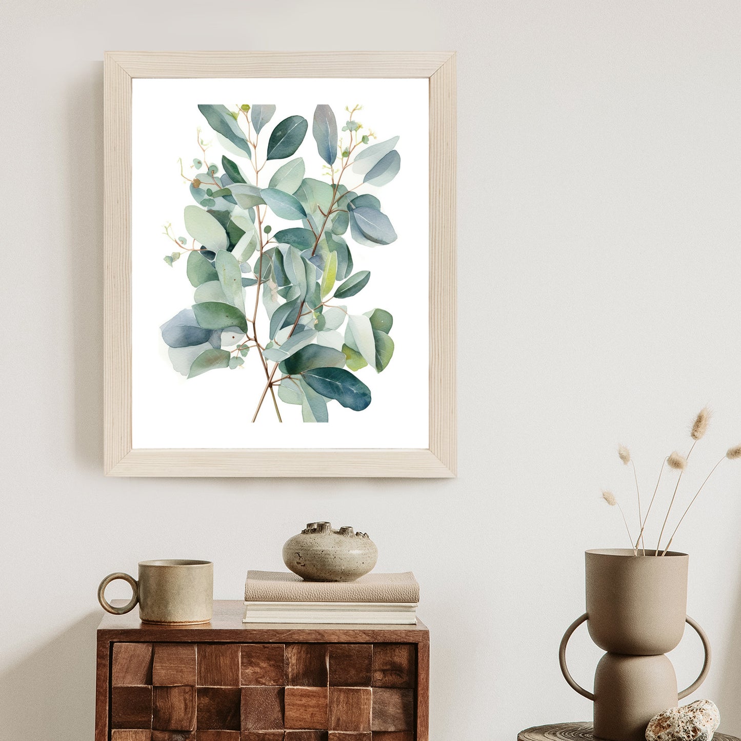 Poster Eukalyptuszweigstrauß Mit Aquarell Bemalt