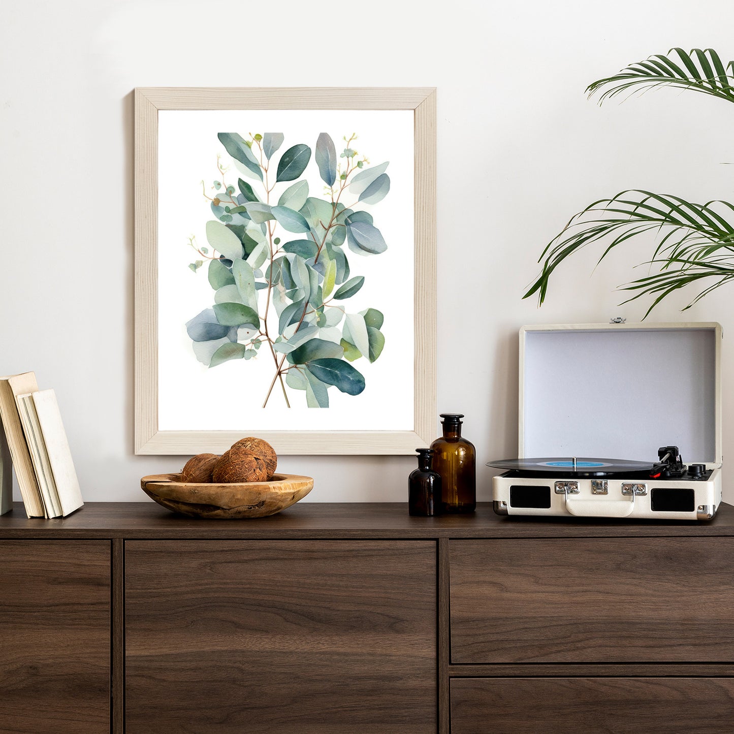 Poster Eukalyptuszweigstrauß Mit Aquarell Bemalt