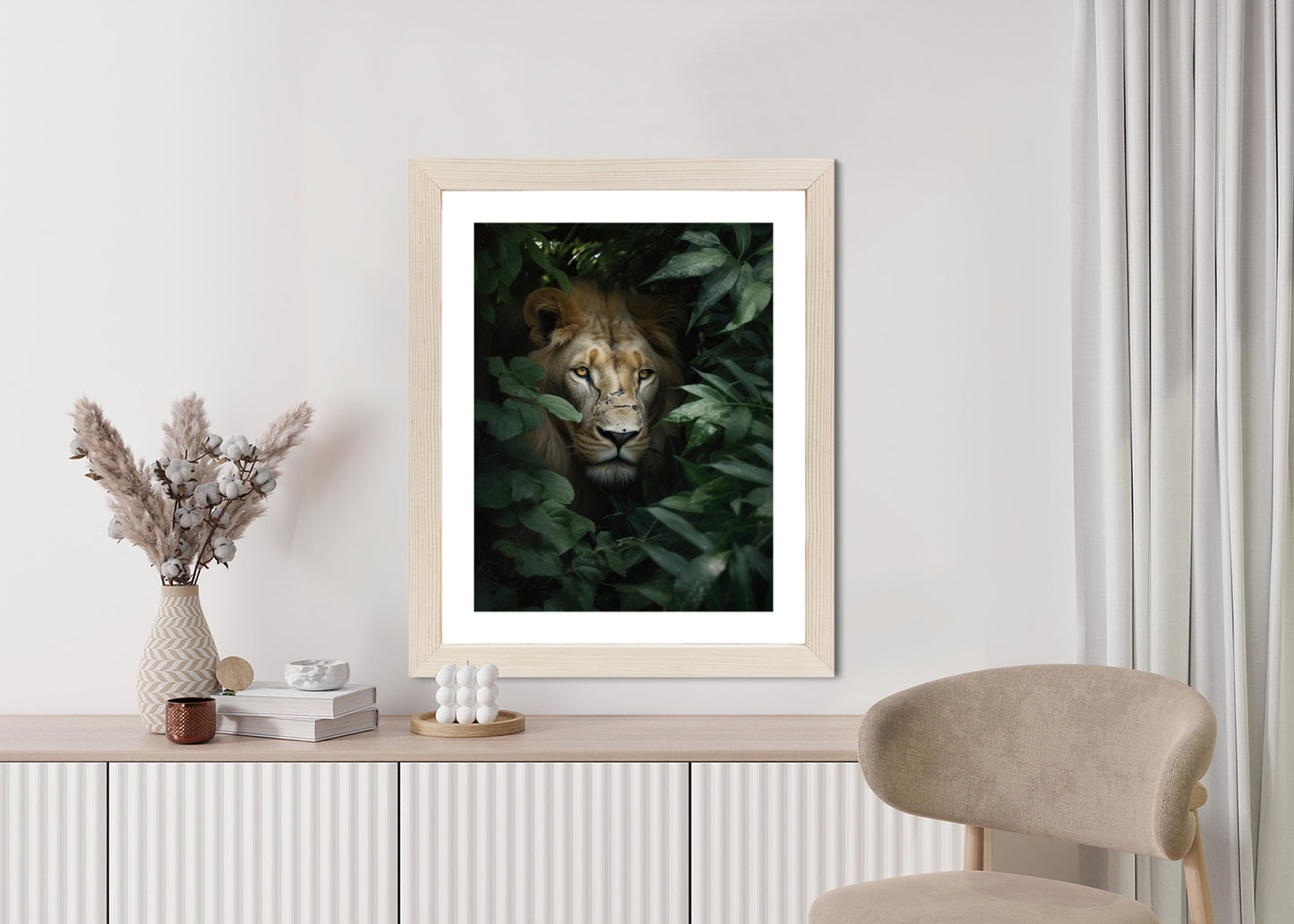 Poster Löwe Zwischen Grünen Blättern Im Dschungel