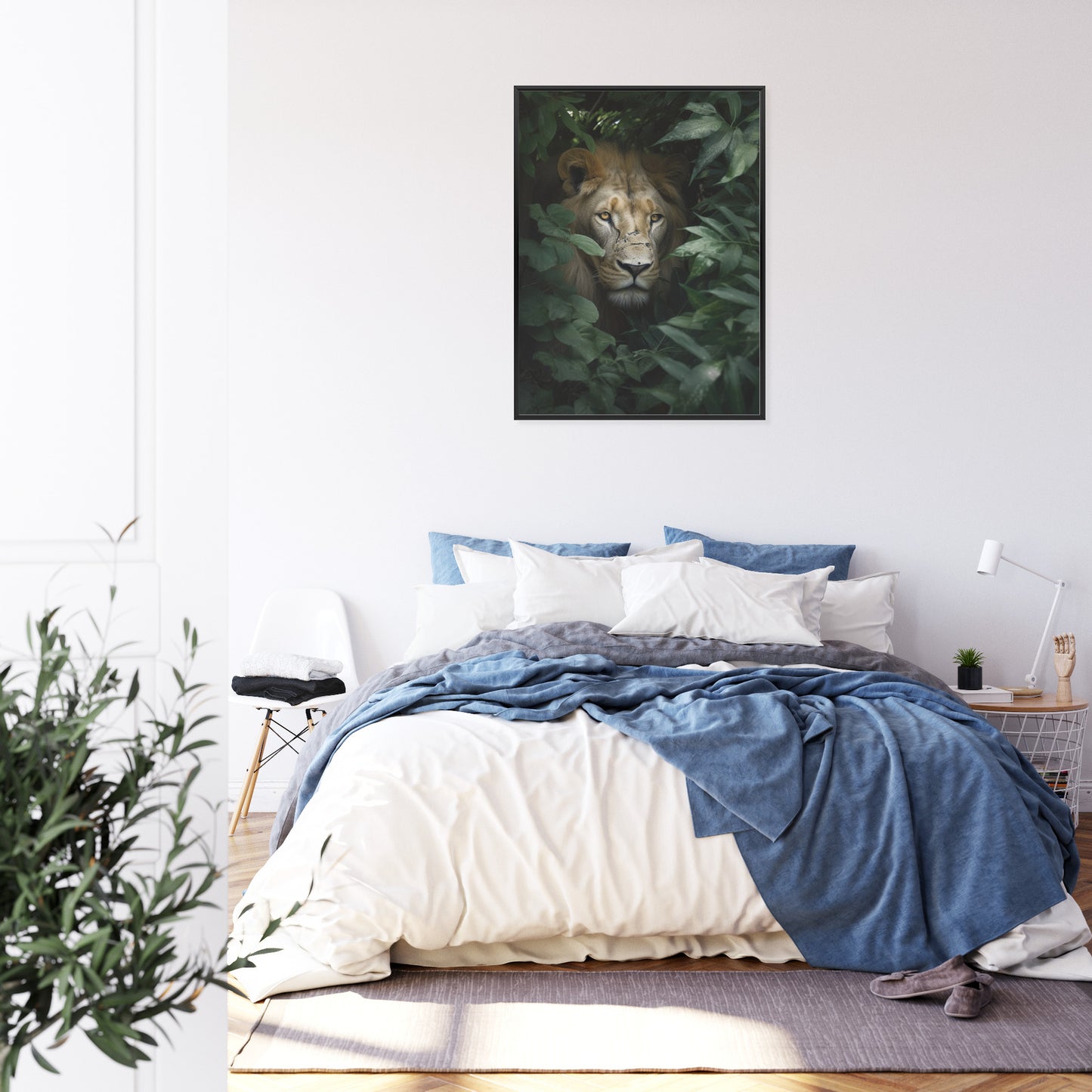 Poster Löwe Zwischen Grünen Blättern Im Dschungel