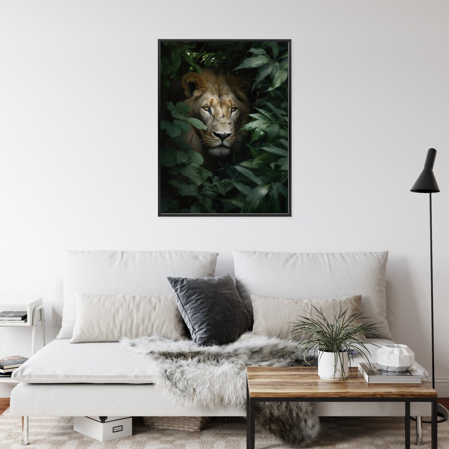 Poster Löwe Zwischen Grünen Blättern Im Dschungel