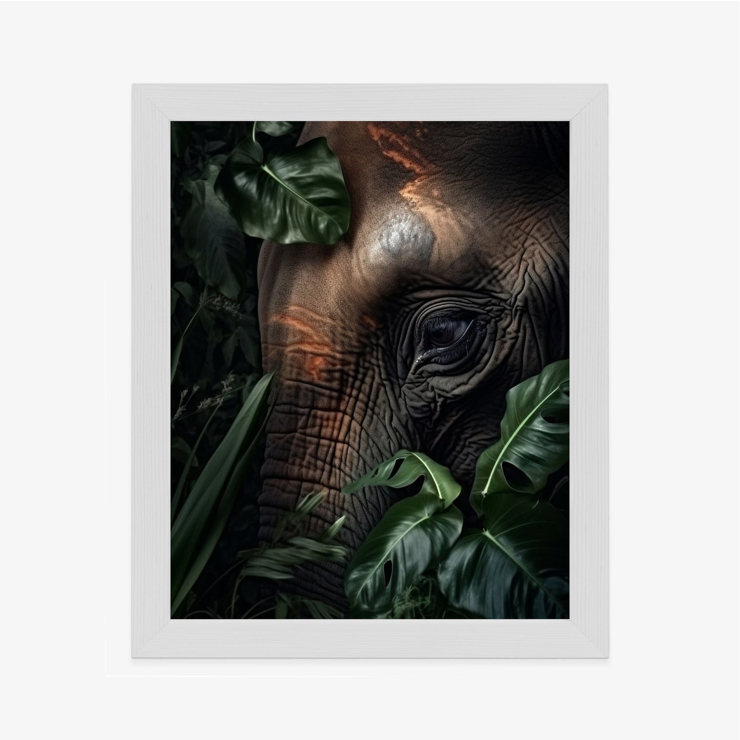 Poster Porträt Eines Elefanten Zwischen Tropischen Bäumen