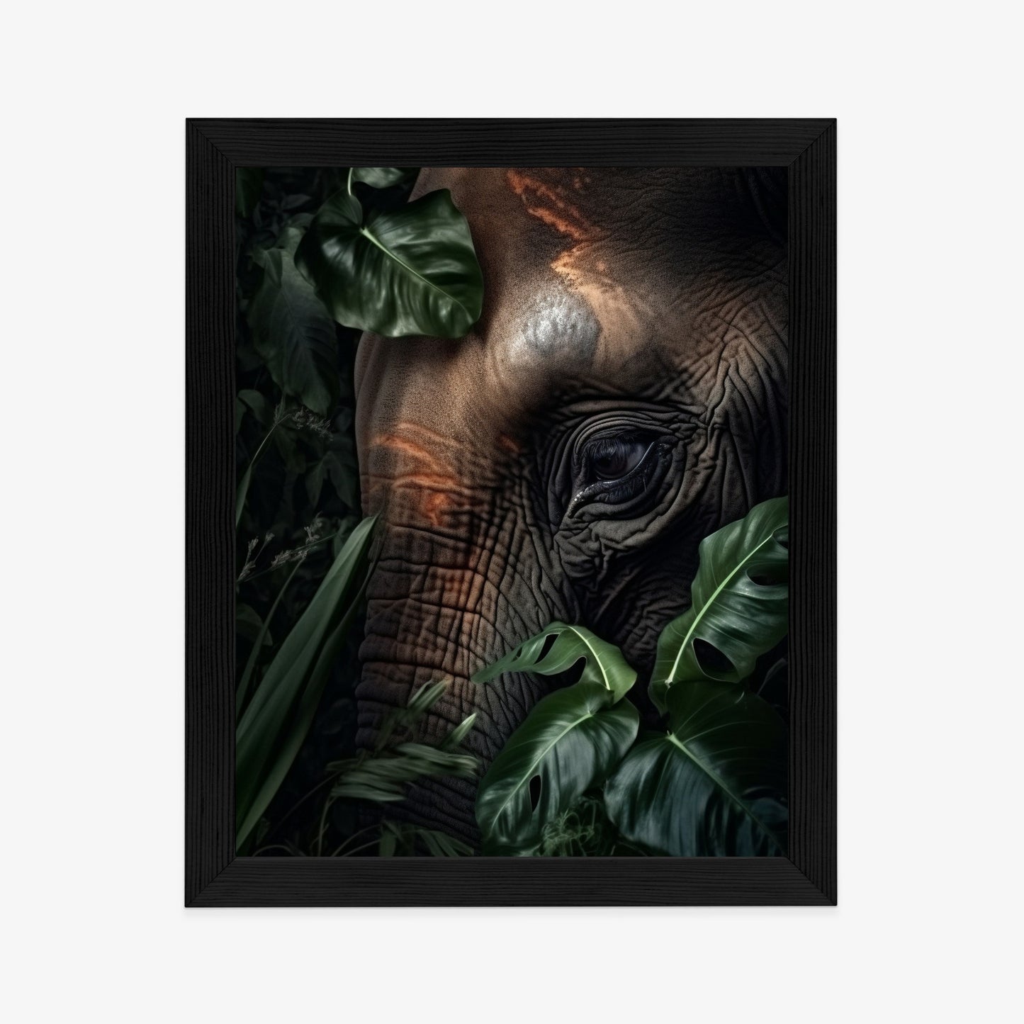 Poster Porträt Eines Elefanten Zwischen Tropischen Bäumen