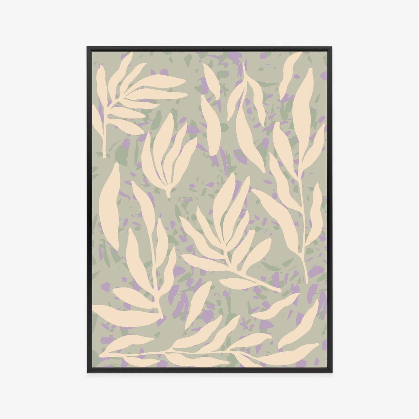 Poster Botanisches Muster Mit Beigen Zweigen Rahmen Holz Mit Passepartout Farbe Natürlich