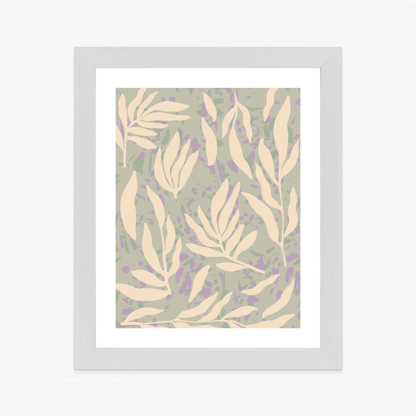 Poster Botanisches Muster Mit Beigen Zweigen Rahmen Holz Mit Passepartout Farbe Natürlich
