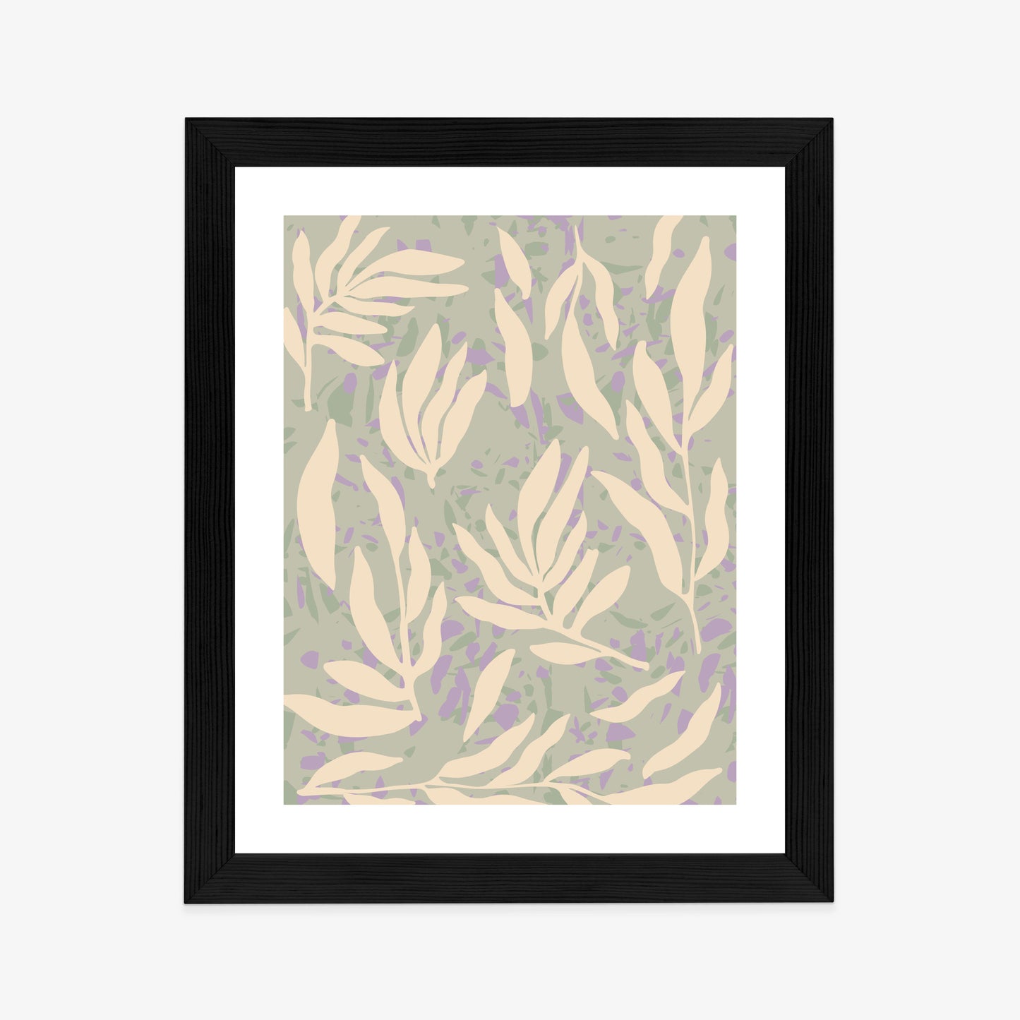Poster Botanisches Muster Mit Beigen Zweigen Rahmen Holz Mit Passepartout Farbe Natürlich