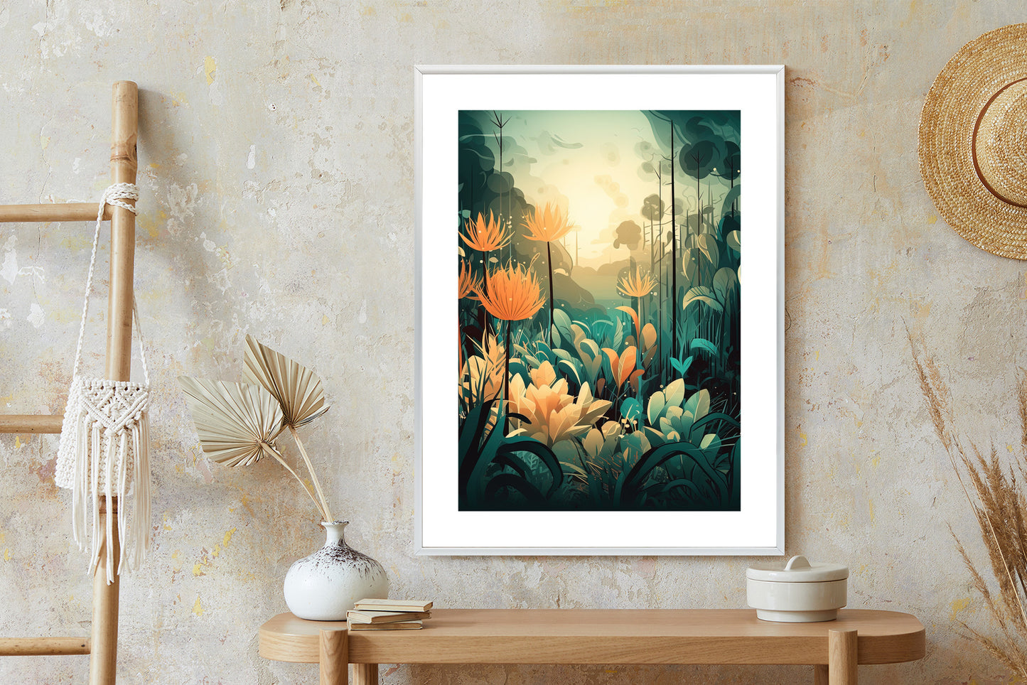 Poster Vegetation In Einem Tropischen Dschungel Rahmen Holz Mit Passepartout Farbe Natürlich