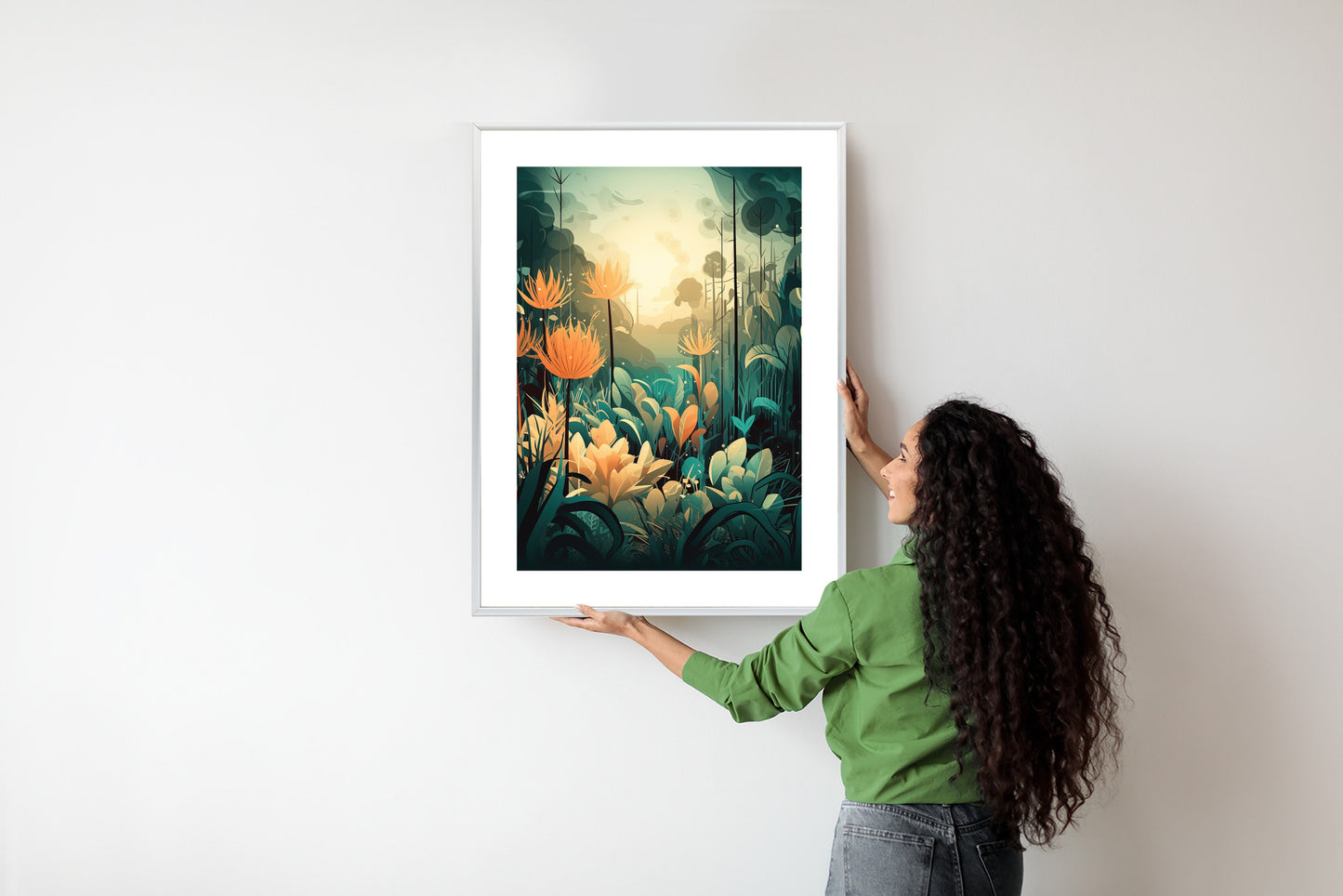 Poster Vegetation In Einem Tropischen Dschungel Rahmen Holz Mit Passepartout Farbe Natürlich