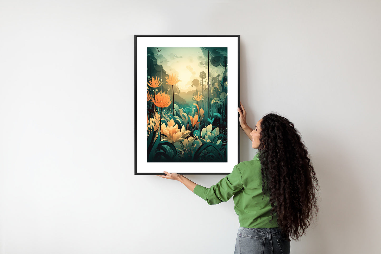 Poster Vegetation In Einem Tropischen Dschungel Rahmen Holz Mit Passepartout Farbe Natürlich