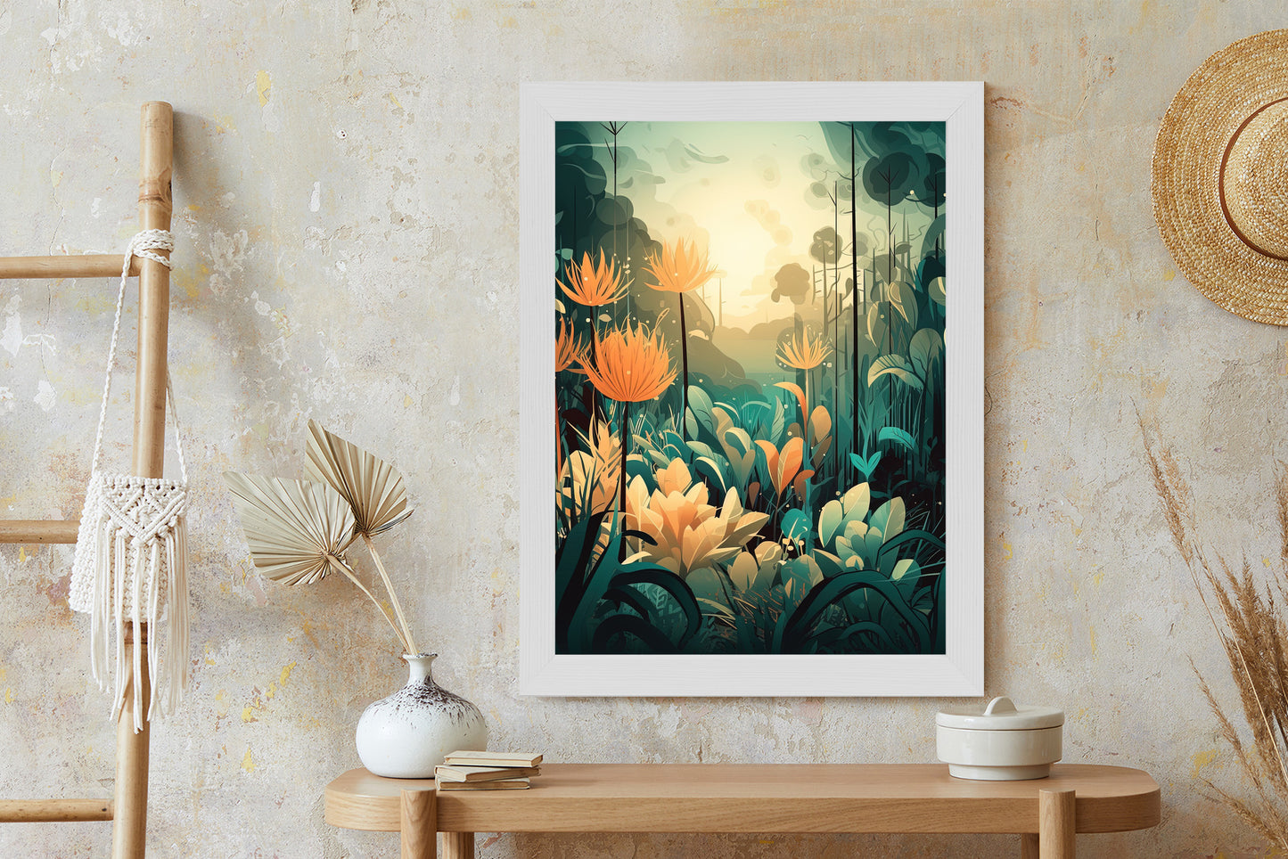 Poster Vegetation In Einem Tropischen Dschungel Rahmen Holz Mit Passepartout Farbe Natürlich