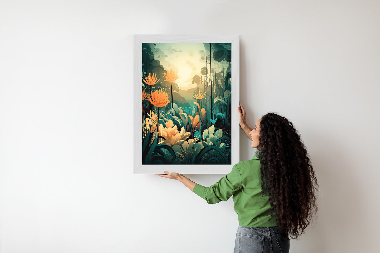 Poster Vegetation In Einem Tropischen Dschungel Rahmen Holz Mit Passepartout Farbe Natürlich