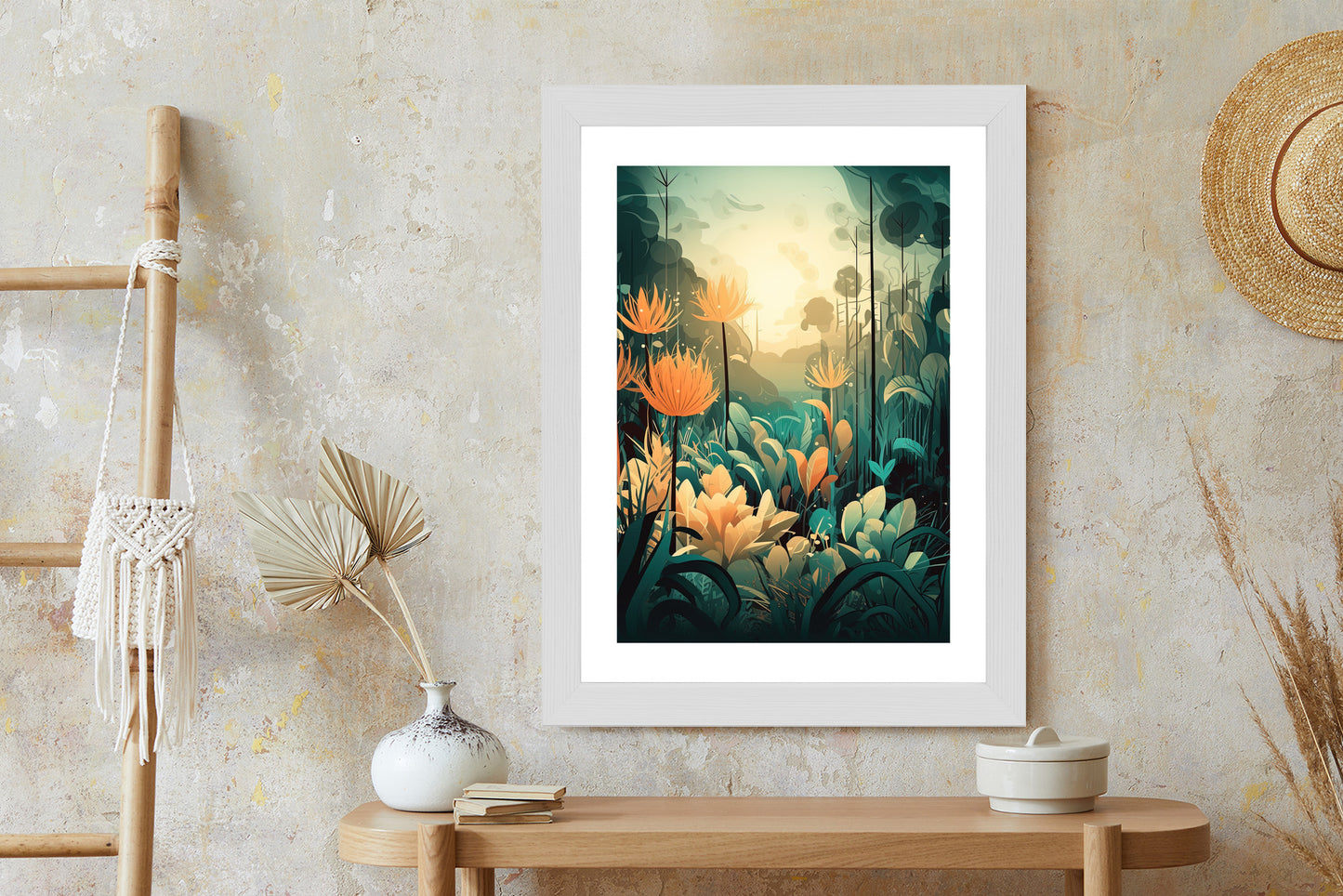 Poster Vegetation In Einem Tropischen Dschungel Rahmen Holz Mit Passepartout Farbe Natürlich