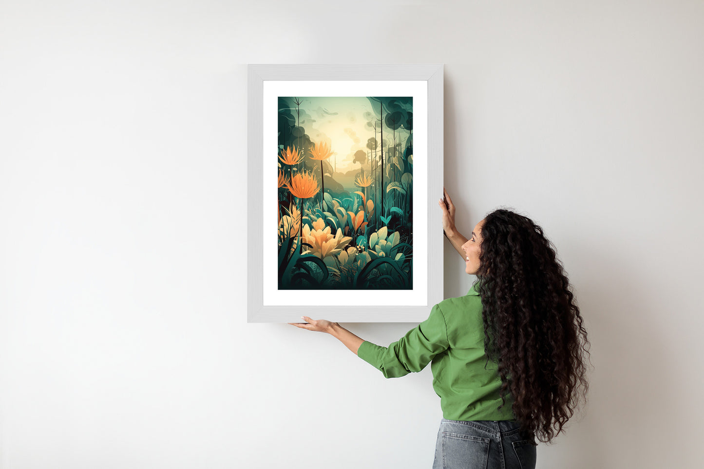 Poster Vegetation In Einem Tropischen Dschungel Rahmen Holz Mit Passepartout Farbe Natürlich