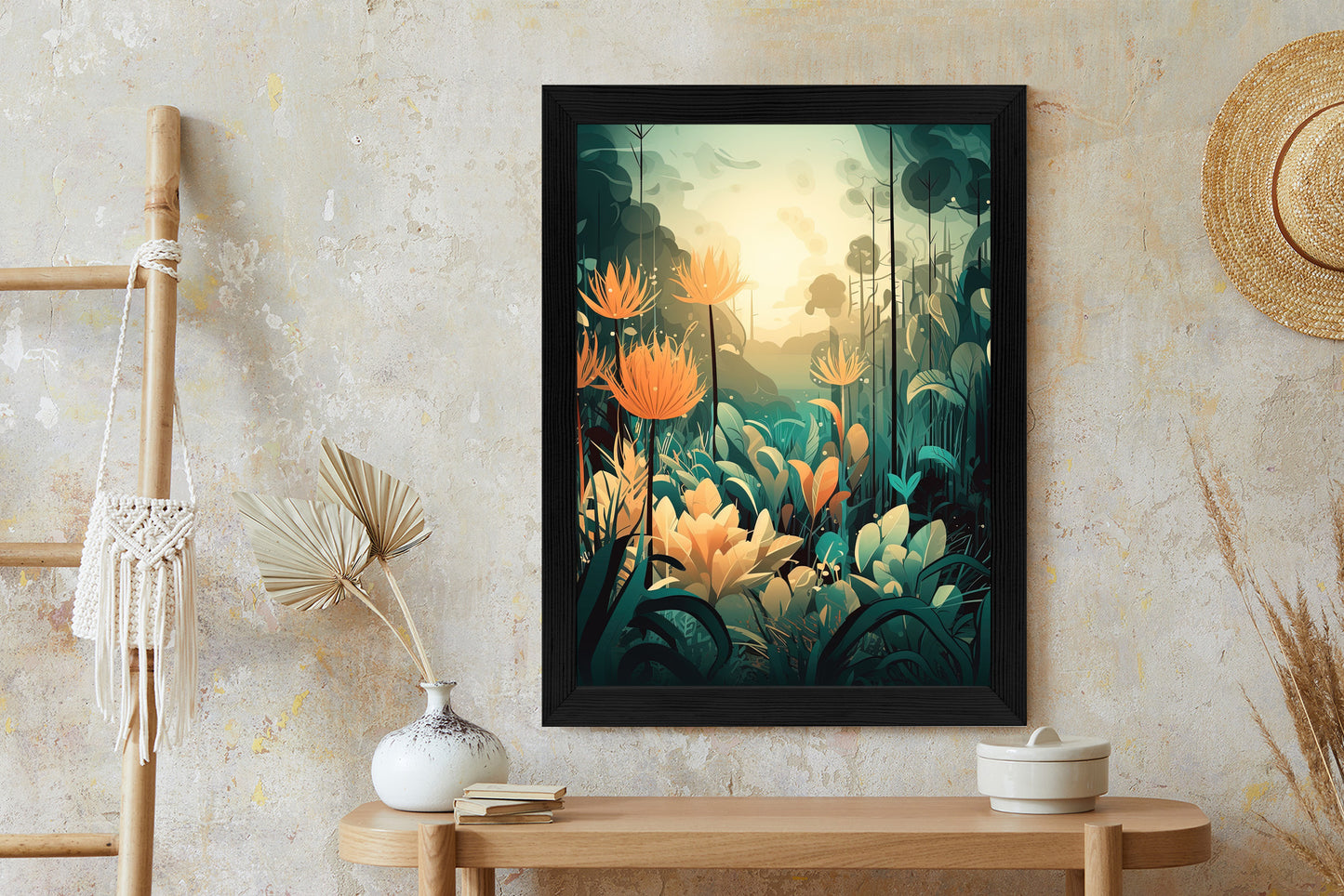 Poster Vegetation In Einem Tropischen Dschungel Rahmen Holz Mit Passepartout Farbe Natürlich