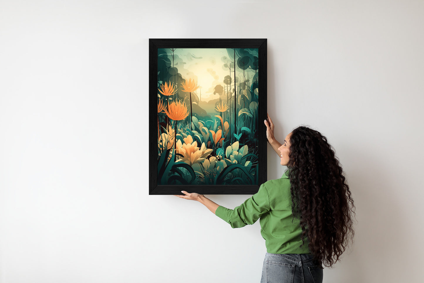 Poster Vegetation In Einem Tropischen Dschungel Rahmen Holz Mit Passepartout Farbe Natürlich