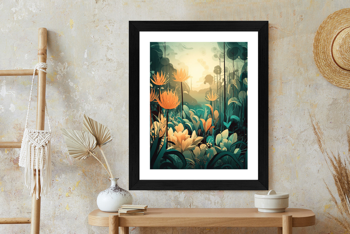 Poster Vegetation In Einem Tropischen Dschungel Rahmen Holz Mit Passepartout Farbe Natürlich