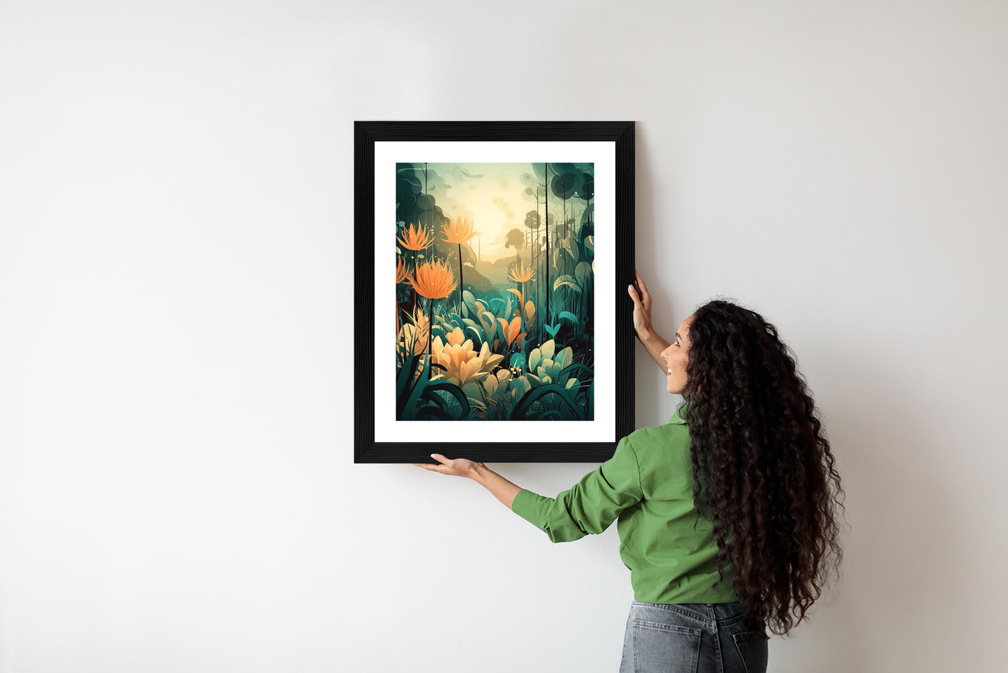 Poster Vegetation In Einem Tropischen Dschungel Rahmen Holz Mit Passepartout Farbe Natürlich