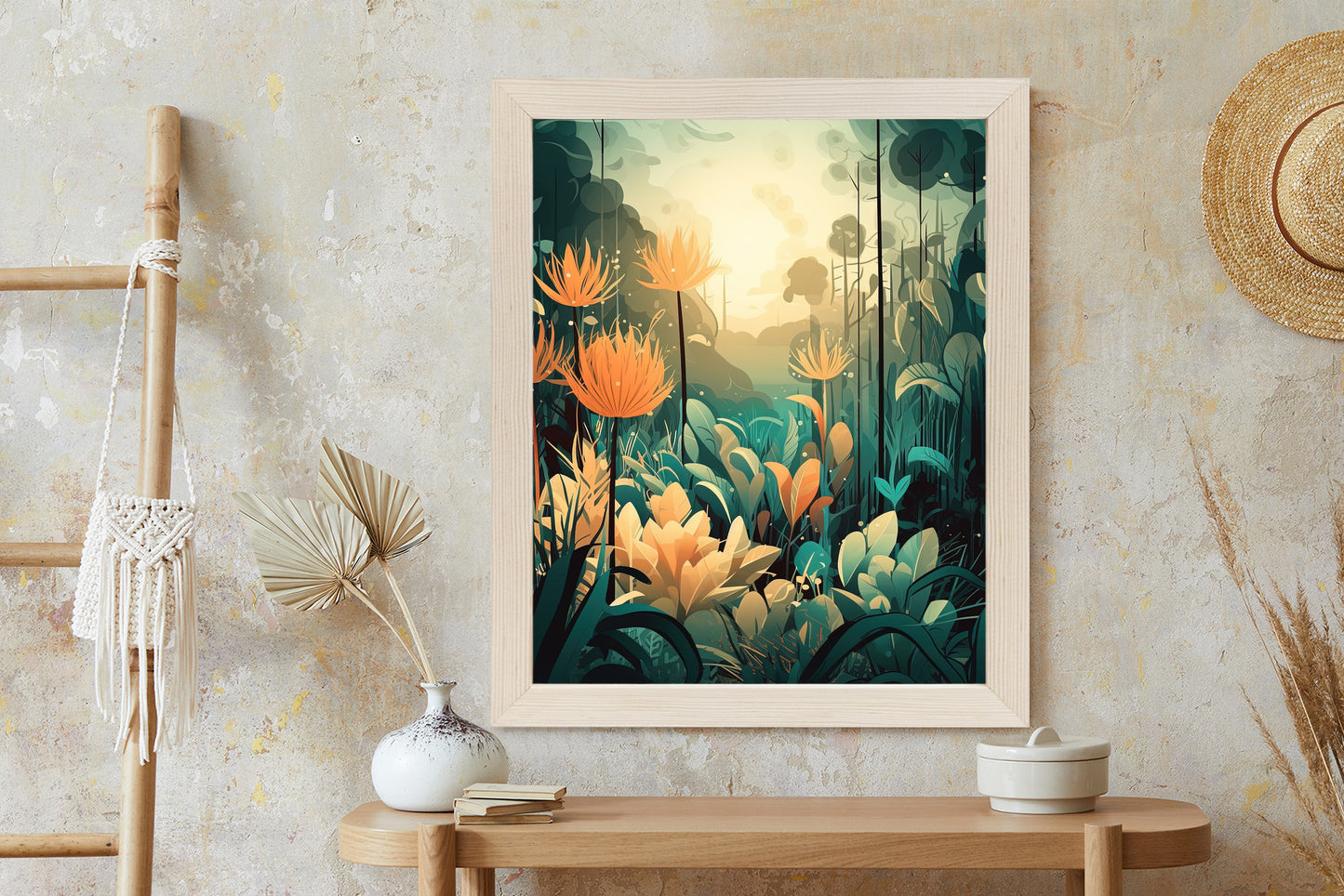 Poster Vegetation In Einem Tropischen Dschungel Rahmen Holz Mit Passepartout Farbe Natürlich
