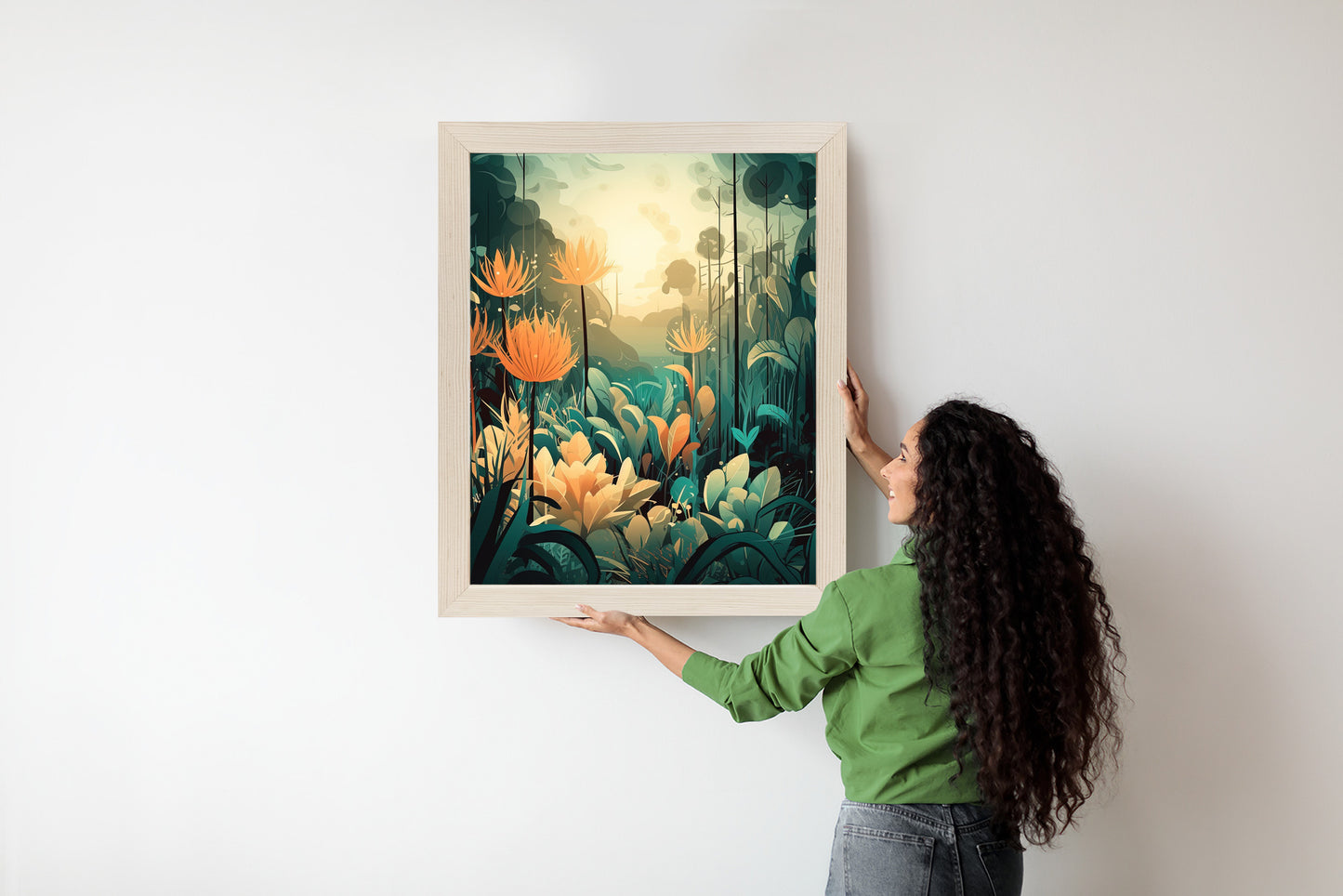 Poster Vegetation In Einem Tropischen Dschungel Rahmen Holz Mit Passepartout Farbe Natürlich