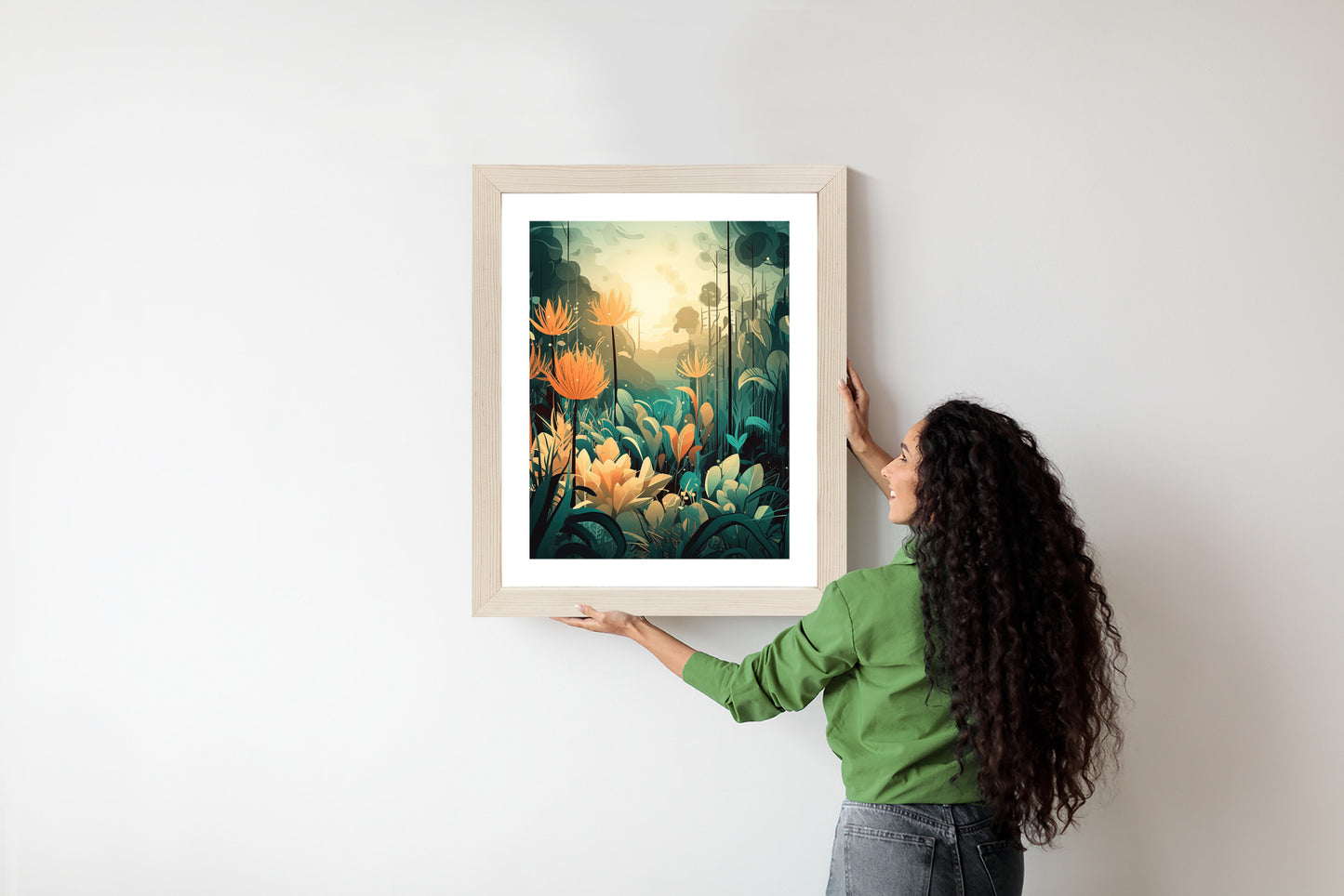 Poster Vegetation In Einem Tropischen Dschungel Rahmen Holz Mit Passepartout Farbe Natürlich