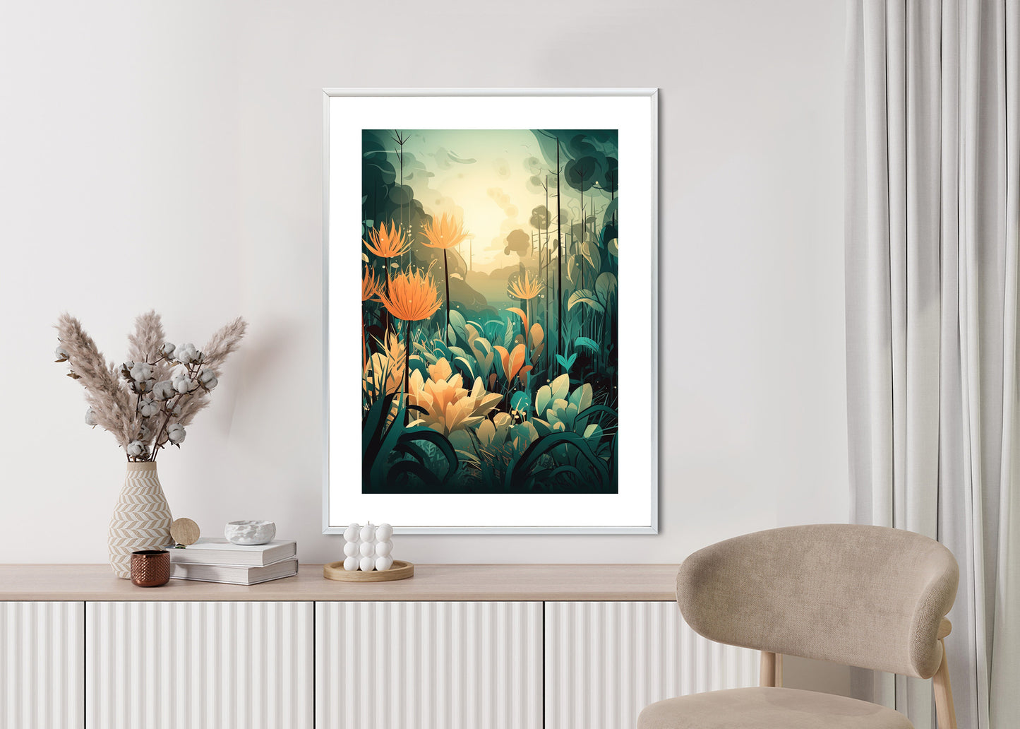 Poster Vegetation In Einem Tropischen Dschungel Rahmen Holz Mit Passepartout Farbe Natürlich
