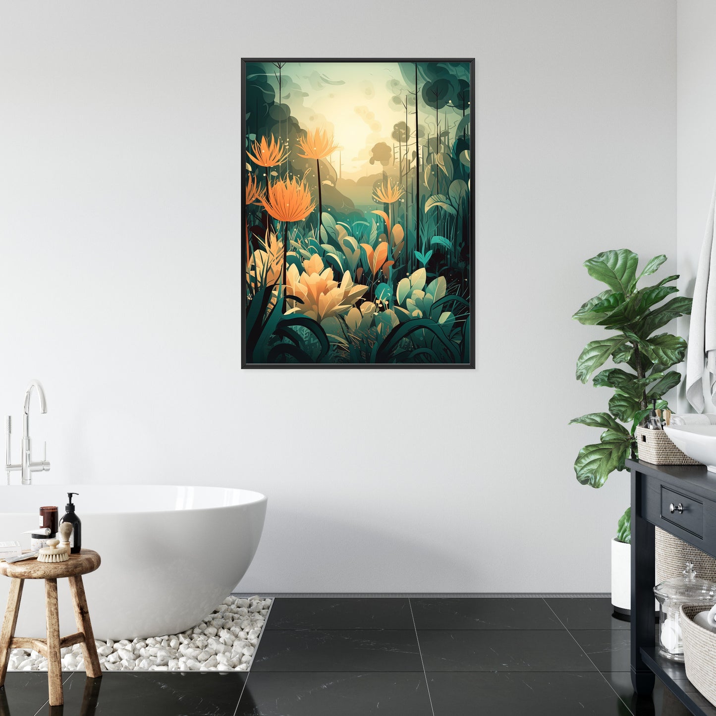 Poster Vegetation In Einem Tropischen Dschungel Rahmen Holz Mit Passepartout Farbe Natürlich