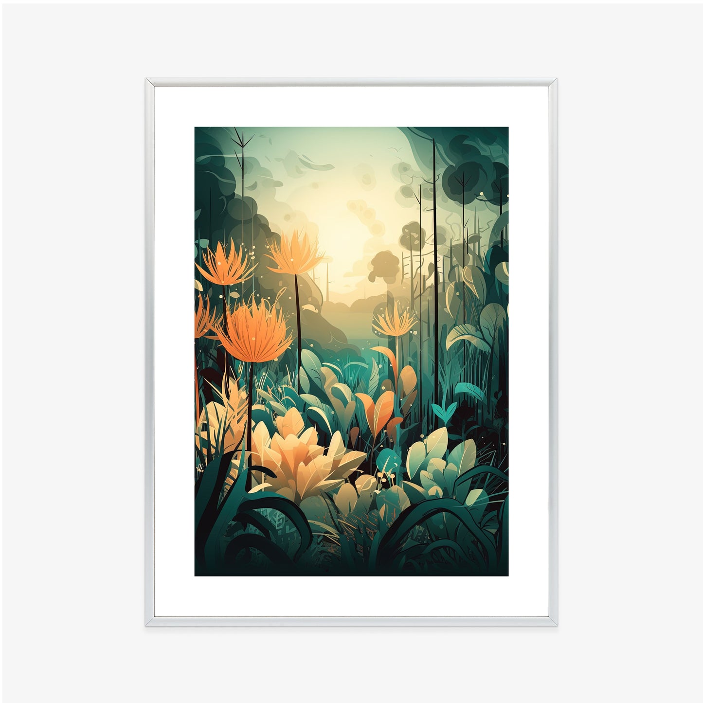 Poster Vegetation In Einem Tropischen Dschungel Rahmen Holz Mit Passepartout Farbe Natürlich