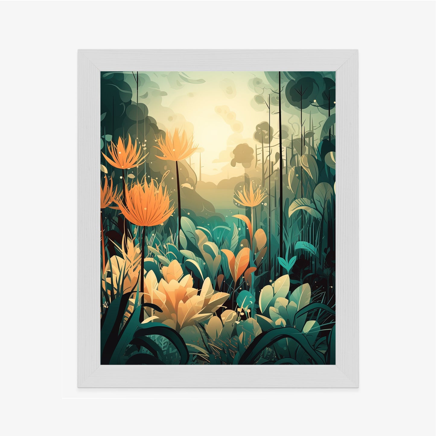 Poster Vegetation In Einem Tropischen Dschungel Rahmen Holz Mit Passepartout Farbe Natürlich