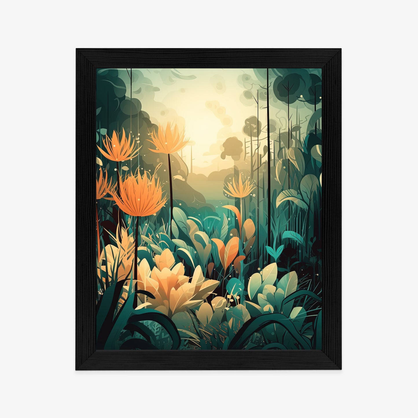 Poster Vegetation In Einem Tropischen Dschungel Rahmen Holz Mit Passepartout Farbe Natürlich