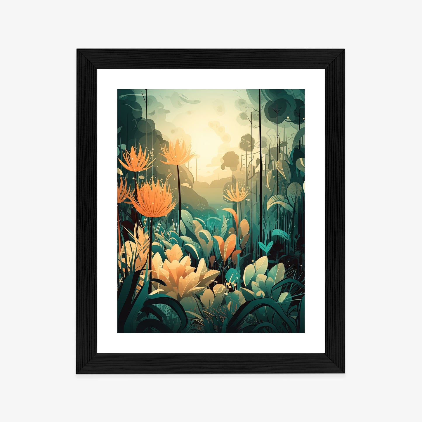 Poster Vegetation In Einem Tropischen Dschungel Rahmen Holz Mit Passepartout Farbe Natürlich