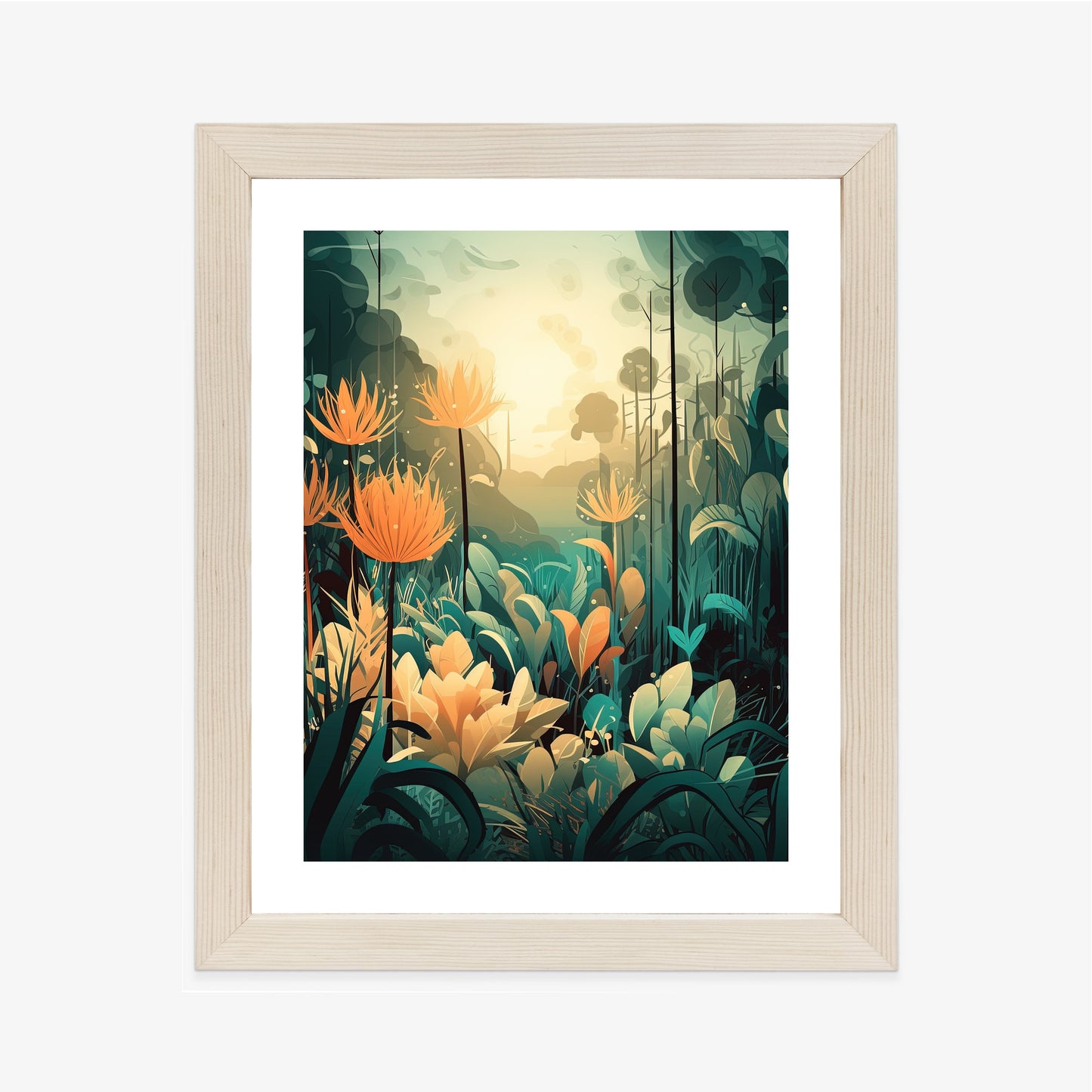 Poster Vegetation In Einem Tropischen Dschungel Rahmen Holz Mit Passepartout Farbe Natürlich