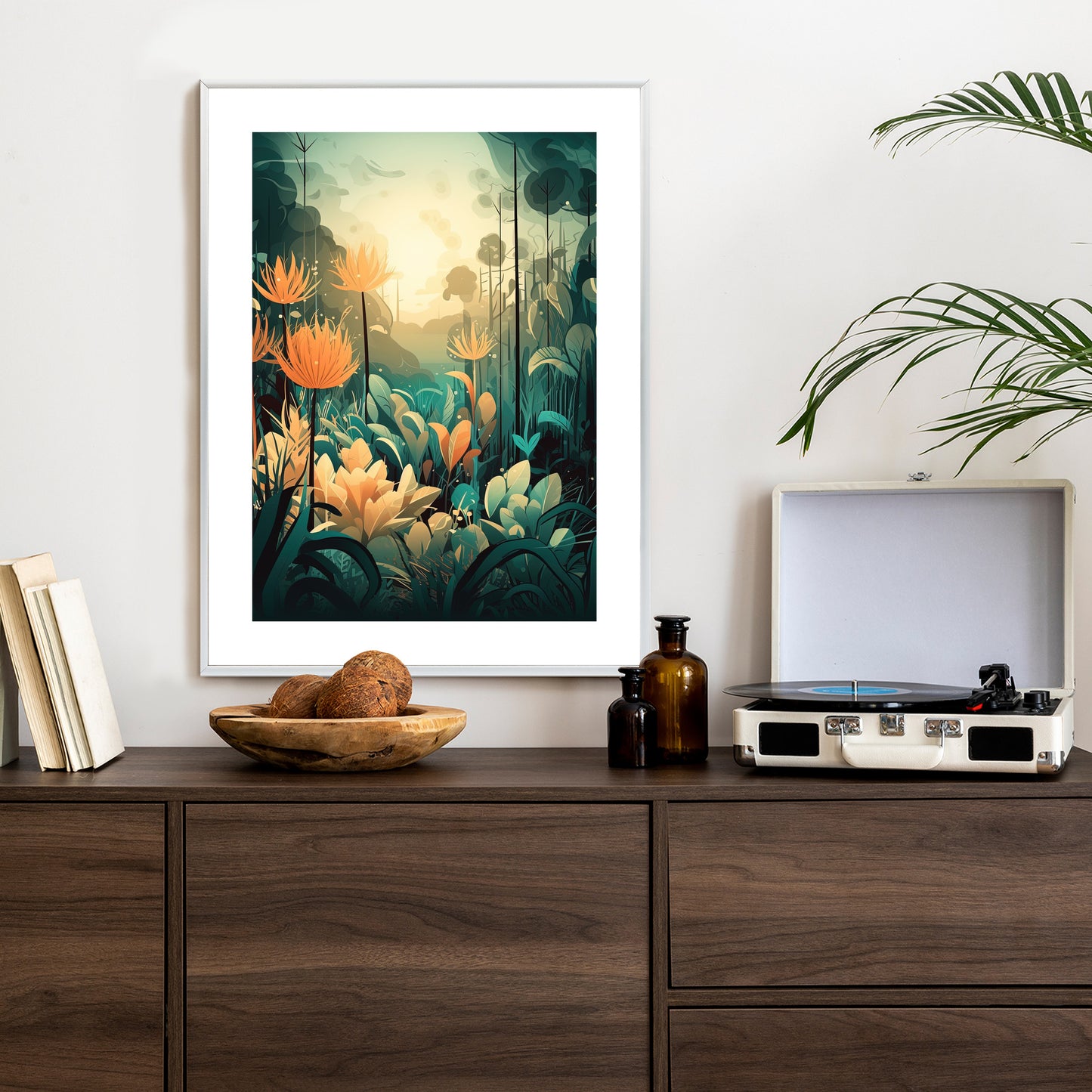 Poster Vegetation In Einem Tropischen Dschungel Rahmen Holz Mit Passepartout Farbe Natürlich