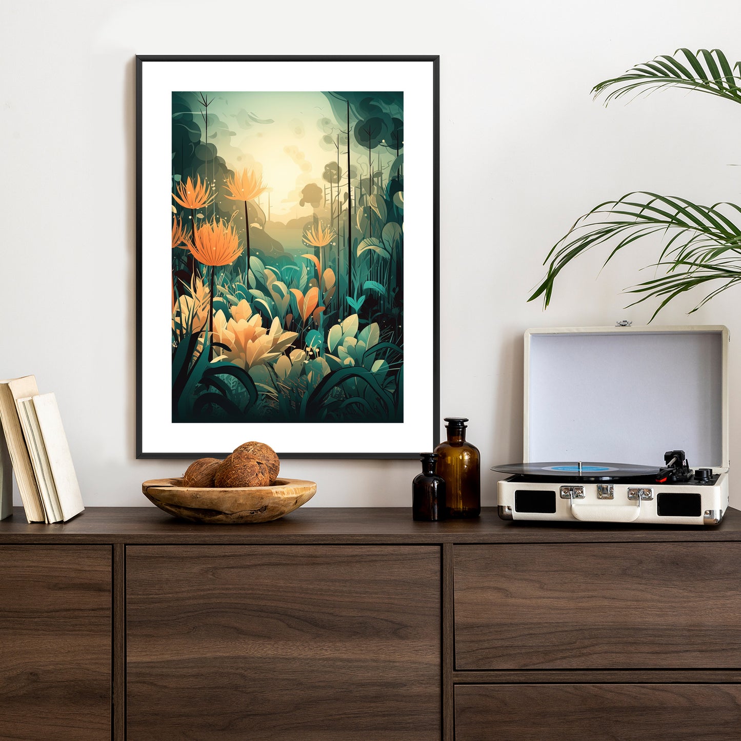 Poster Vegetation In Einem Tropischen Dschungel Rahmen Holz Mit Passepartout Farbe Natürlich