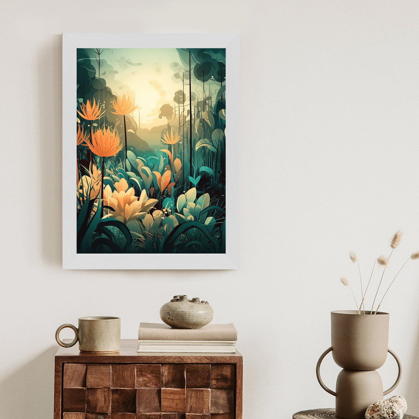 Poster Vegetation In Einem Tropischen Dschungel Rahmen Holz Mit Passepartout Farbe Natürlich
