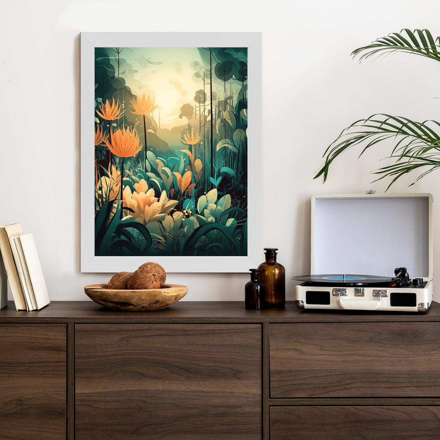Poster Vegetation In Einem Tropischen Dschungel Rahmen Holz Mit Passepartout Farbe Natürlich
