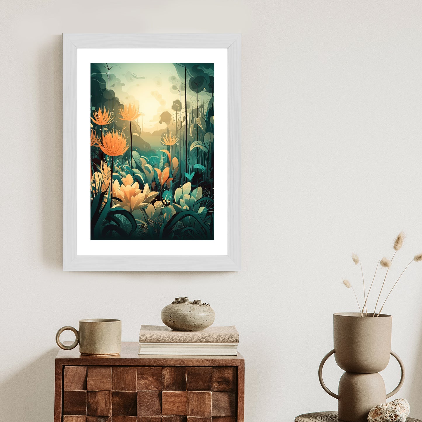 Poster Vegetation In Einem Tropischen Dschungel Rahmen Holz Mit Passepartout Farbe Natürlich