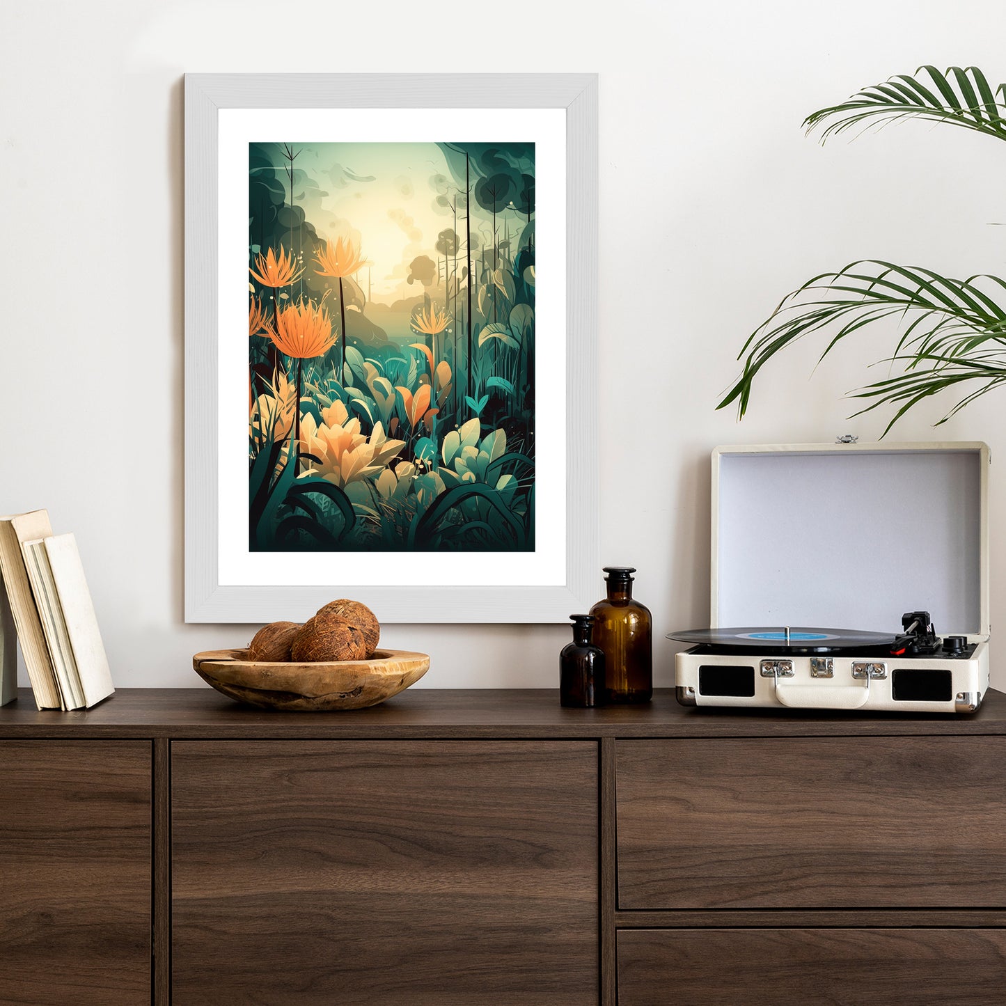 Poster Vegetation In Einem Tropischen Dschungel Rahmen Holz Mit Passepartout Farbe Natürlich